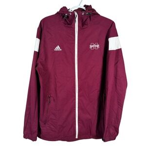 Adidas ClimaProof‎ Mississippi State Bulldogs Windbreaker Hooded Jacket Mens M